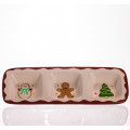 Менажниця порцелянова Merry Christmas на 3 секції 30×11×2.5 (см) прямокутна CR-1-41