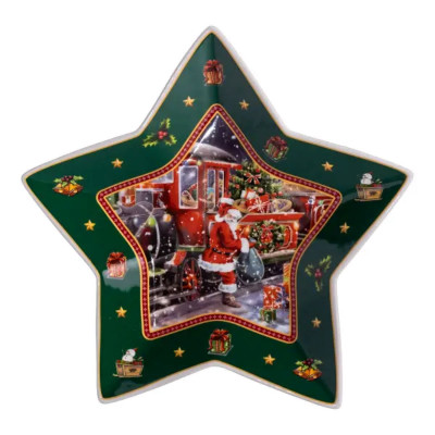 Сервірувальне новорічне блюдо для закусок Santa 25,5 (см) з порцеляни HP-SDHK-20