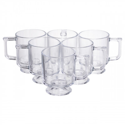 Набір чашок 6 шт для чаю та кави Goblet по 300 (мл) кружки скляні Прозорий HP-19-L6