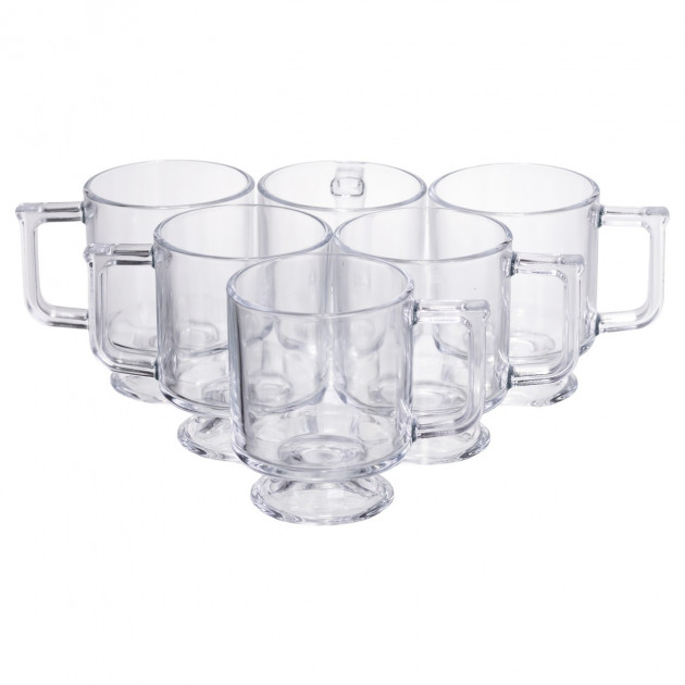 Набір чашок 6 шт для чаю та кави Goblet по 300 (мл) кружки скляні Прозорий HP-19-L6