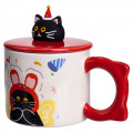 Чашка порцелянова з кришкою Kitten's Birthday 400 (мл) подарункова кружка прикольна чашка для дітей на подарунок Червоний FM-24D