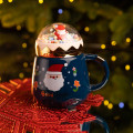 Чашка порцелянова з кришкою Christmas 400 (мл) Синій Yiwu FM-CS-41B