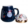 Чашка порцелянова з кришкою Christmas 400 (мл) Синій Yiwu FM-CS-41B