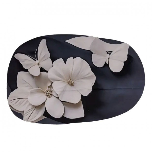 Килимок для ванної кімнати з 3D-ефектом Petal Relief 58*38 см діатомітовий Чорний HP-42-38