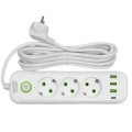Мережевий фільтр-подовжувач 3 розетки 3xUSBxA 1xUSB-C 3м білий HP-5-33