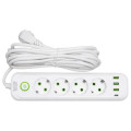 Мережевий фільтр-подовжувач 5 розеток 3xUSB-A 1xUSB-C 5м білий HP-5-39