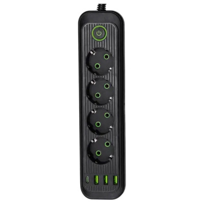 Мережевий фільтр-подовжувач 5 розеток 3xUSB-A 1xUSB-C 5м чорний HP-5-40