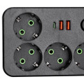 Мережевий фільтр-подовжувач 4 розетки 2xUSB-A 1xUSB-C 3м чорний HP-5-46