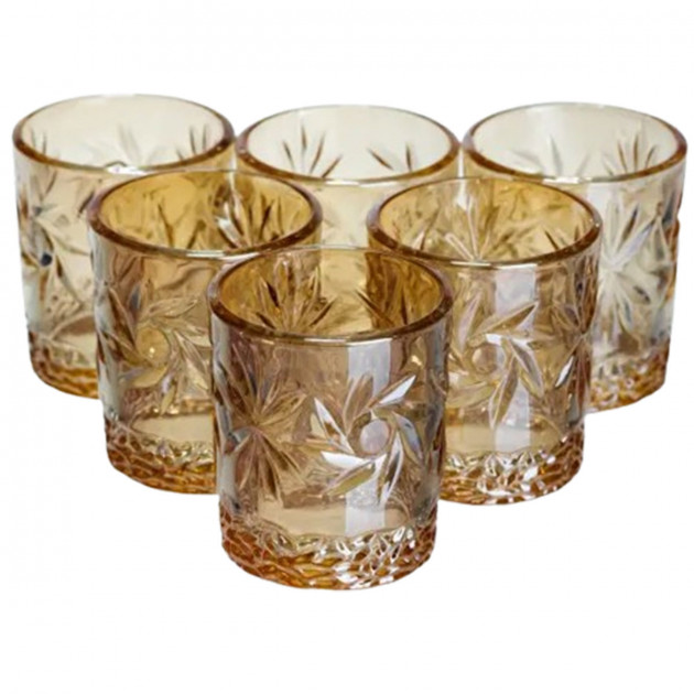 Набір чарок для віскі Shot glass 6 штук по 75 мл коричневий HP-17-39