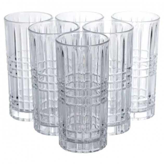 Набір склянок Geometric Glass 6 штук по 300 мл з рельєфним візерунком HP-17-3