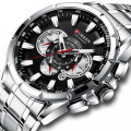 Чоловічий годинник Curren 8363 Silver-Black з хронографом та металевим браслетом