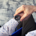 Чоловічий годинник Curren 8363 Silver-Black з хронографом та металевим браслетом