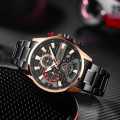 Чоловічий годинник Curren 8415 Black-Gold з хронографом та металевим браслетом