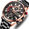 Чоловічий годинник Curren 8415 Black-Gold з хронографом та металевим браслетом