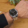 Чоловічий наручний годинник Curren 8425 Silver-Black зі сталевим браслетом та мінеральним склом