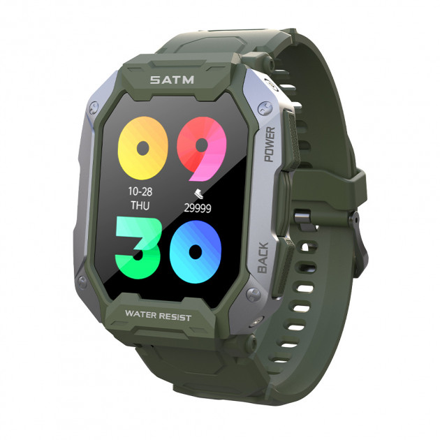 Розумний годинник Modfit Warrior Army Green — чоловічий смарт-годинник з захистом 5 ATM та автономністю до 5 днів