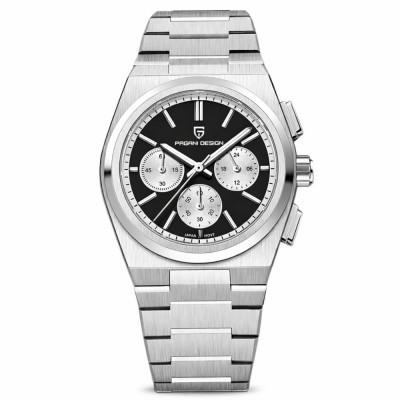 Чоловічий годинник Pagani Design PD-1761 Silver-Black з сапфіровим склом та механізмом SEIKO VK63