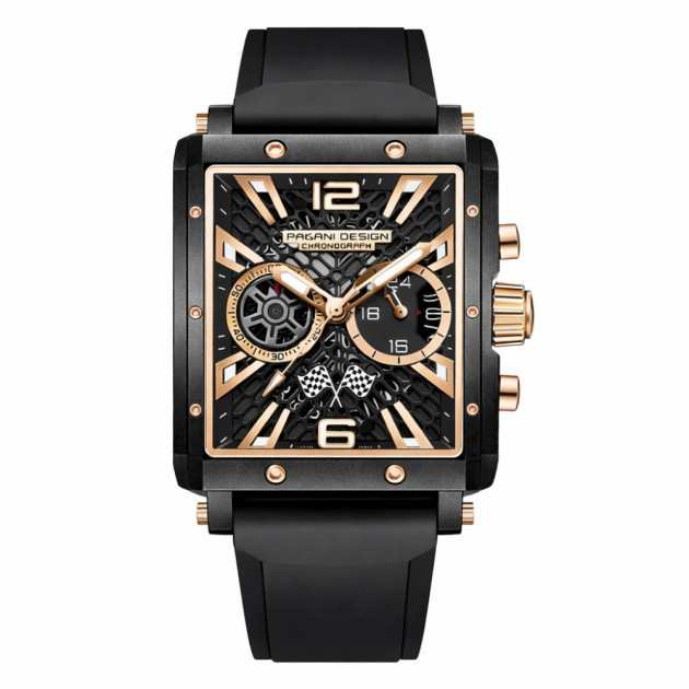Чоловічий годинник Pagani Design PD-1725 Black-Black з сапфіровим склом та механізмом SEIKO VK64