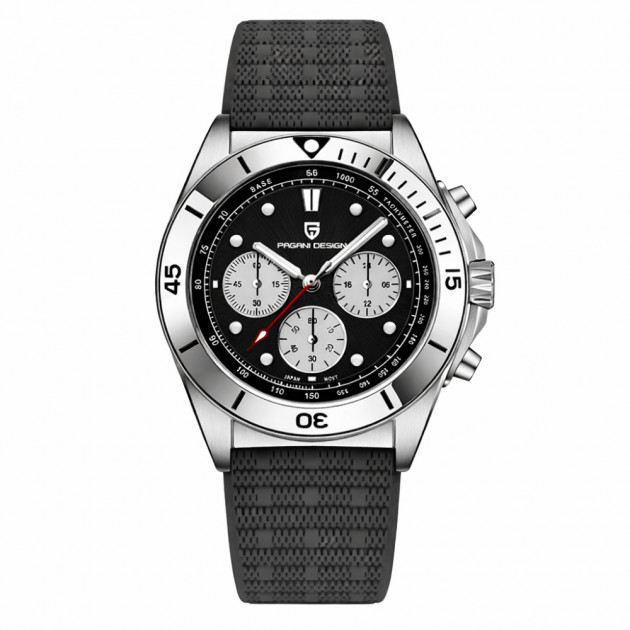 Чоловічий годинник Pagani Design PD-1705-1 Silver-Black з сапфіровим склом та механізмом Seiko VK63