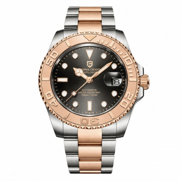 Чоловічий годинник Pagani Design PD-1651 Gold-Black з сапфіровим склом та механізмом SEIKO NH35