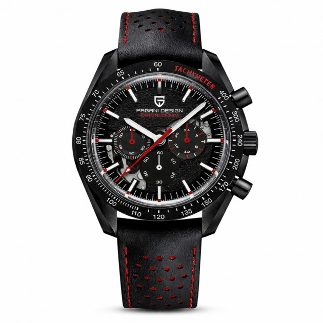 Чоловічий годинник Pagani Design PD-1779 Black-Red з сапфіровим склом та механізмом Seiko VK63