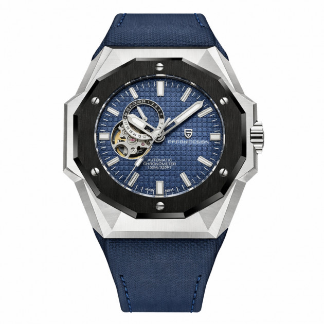 Чоловічий механічний годинник Pagani Design PD-YS010 Silver-Blue з сапфіровим склом та автопідзаводом