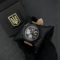 Чоловічий наручний годинник Patriot 017BKBR Тризуб золото Black-Brown зі стрілково-електронним циферблатом