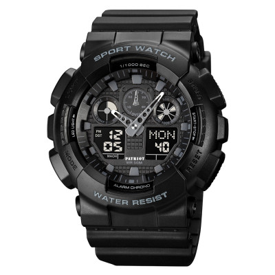 Чоловічий годинник Patriot 007BK Black STOPPED тактичний зі стрілково-електронним циферблатом