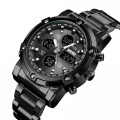 Чоловічий годинник Skmei 1389BK All Black з комбінованим циферблатом та металевим браслетом