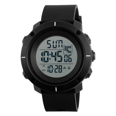 Чоловічий спортивний годинник Skmei 1213 All Black з електронним циферблатом та водонепроникністю 5 ATM