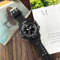 Чоловічий спортивний годинник Skmei 1155 Black з подвійним циферблатом та підсвічуванням