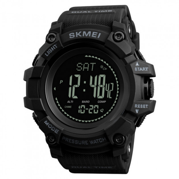 Чоловічий годинник Skmei 1358 Black Smart Watch Compass з тактичним компасом та крокоміром