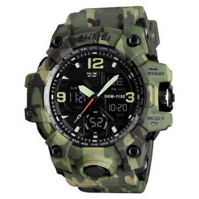 Чоловічий тактичний годинник Skmei 1155B Military Green з підсвічуванням та захистом 5 ATM