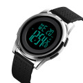Чоловічий спортивний годинник Skmei 1502SI Black-Silver з електронним циферблатом та хронографом