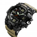 Чоловічий спортивний годинник Skmei 1155 Black-Khaki з подвійним циферблатом та підсвічуванням