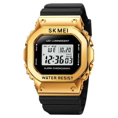 Наручний годинник Skmei 1851 Black-Gold електронний спортивний з підсвічуванням та календарем