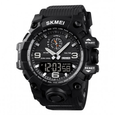 Чоловічий годинник Skmei 1586 Black тактичний спортивний з комбінованим циферблатом та 5 ATM