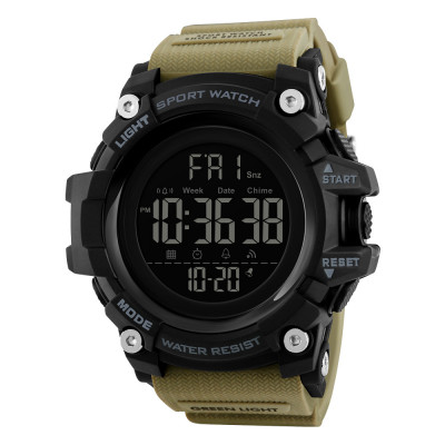 Чоловічий спортивний годинник Skmei 1384 Black-Khaki Wrisband тактичний з підсвічуванням