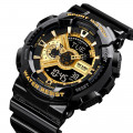 Чоловічий годинник Skmei 1834 Black-Gold — спортивна модель зі стрілково-електронним циферблатом та підсвічуванням