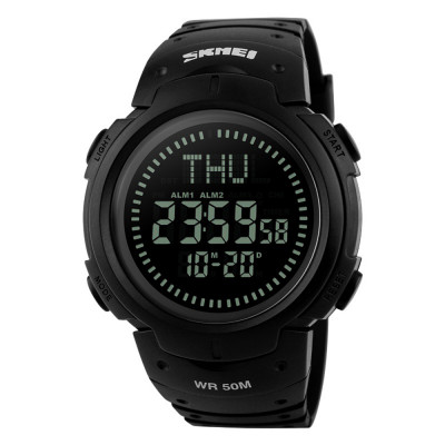 Чоловічий спортивний годинник Skmei 1231BK All Black з компасом та вологозахистом 5 ATM