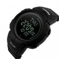 Чоловічий спортивний годинник Skmei 1231BK All Black з компасом та вологозахистом 5 ATM