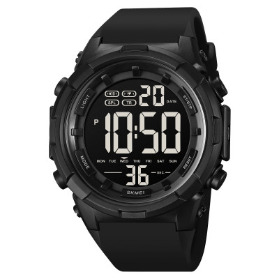 Чоловічий тактичний годинник Skmei 1845BK All Black з електронним циферблатом та водозахистом 5 ATM