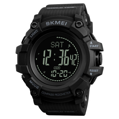 Чоловічий спортивний годинник Skmei 1356BK Black з компасом та крокоміром
