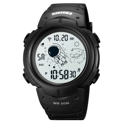 Чоловічий спортивний годинник Skmei 1820BKWT Black-white з підсвічуванням та водонепроникністю 5 ATM