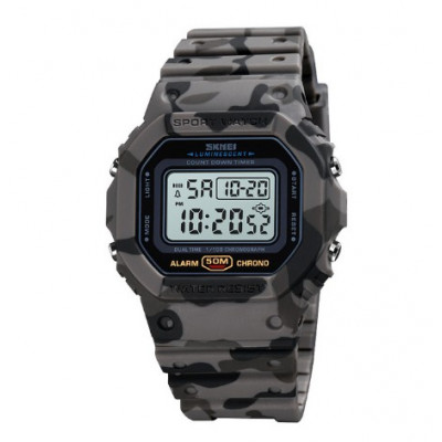 Чоловічий тактичний годинник Skmei 1628CMGY Camo gray з електронним циферблатом та підсвічуванням