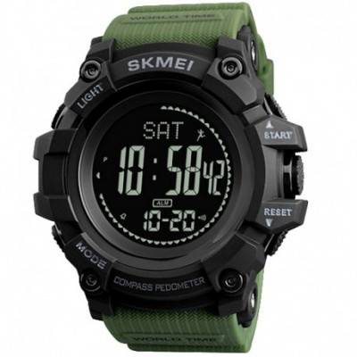 Чоловічий спортивний годинник Skmei 1356AG Army Green з компасом та крокоміром