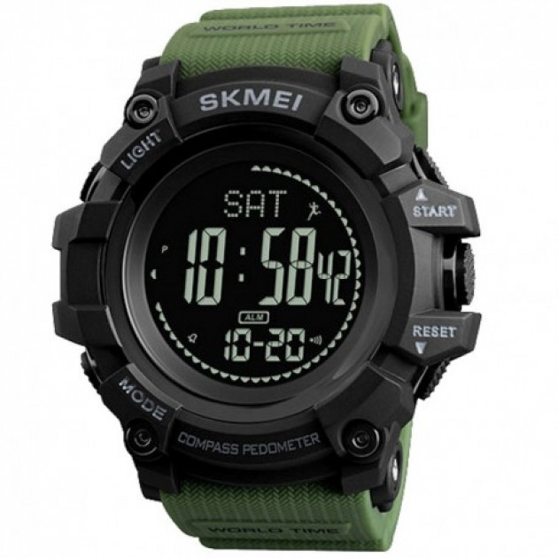Чоловічий спортивний годинник Skmei 1356AG Army Green з компасом та крокоміром