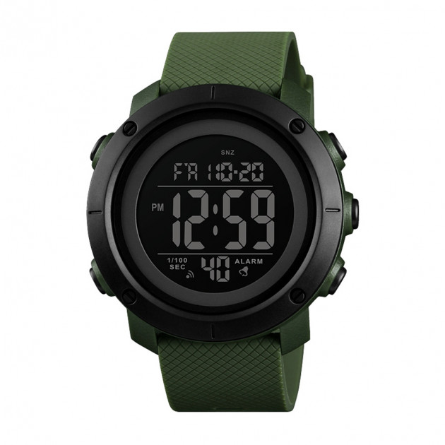 Чоловічий тактичний годинник Skmei 1434AGBK Army Green-Black з електронним циферблатом та водонепроникністю 5 ATM