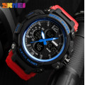 Чоловічий спортивний годинник Skmei 1343 Black-Blue-Red з комбінованим циферблатом та водонепроникністю 5 ATM