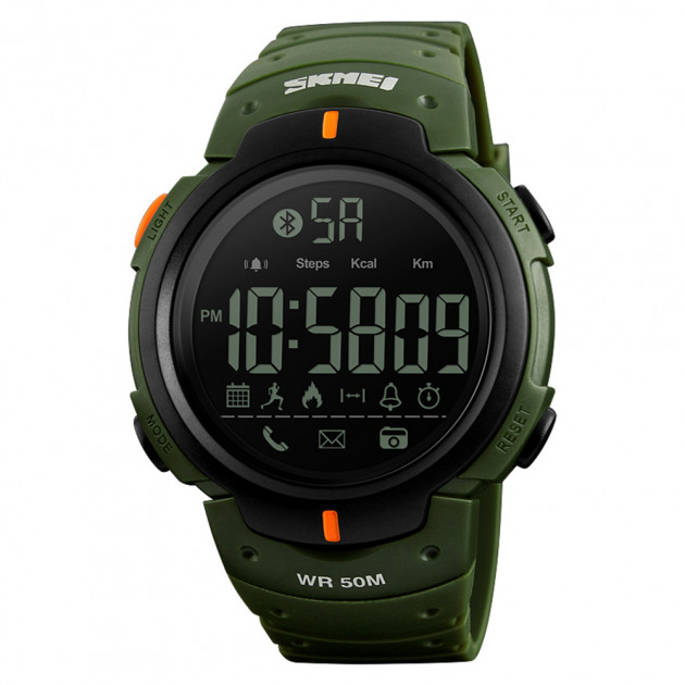 Чоловічий розумний годинник Skmei 1301AG Army Green Smart Watch з Bluetooth та крокоміром